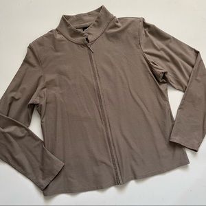 EILEEN FISHER Oyster/Taupe Mandarin Collar Zip Front Blazer size PM